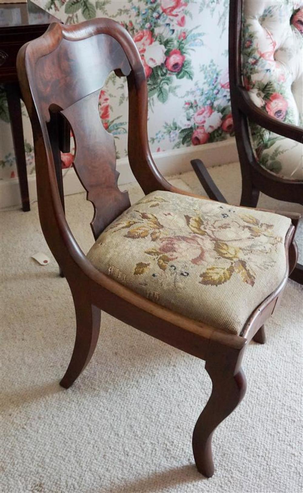 VICTORIAN MAHOGANY UPHOLSTERED SIDE