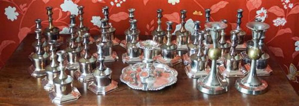 APPROXIMATELY 30 SILVER PLATED CANDLESTICKSApproximately