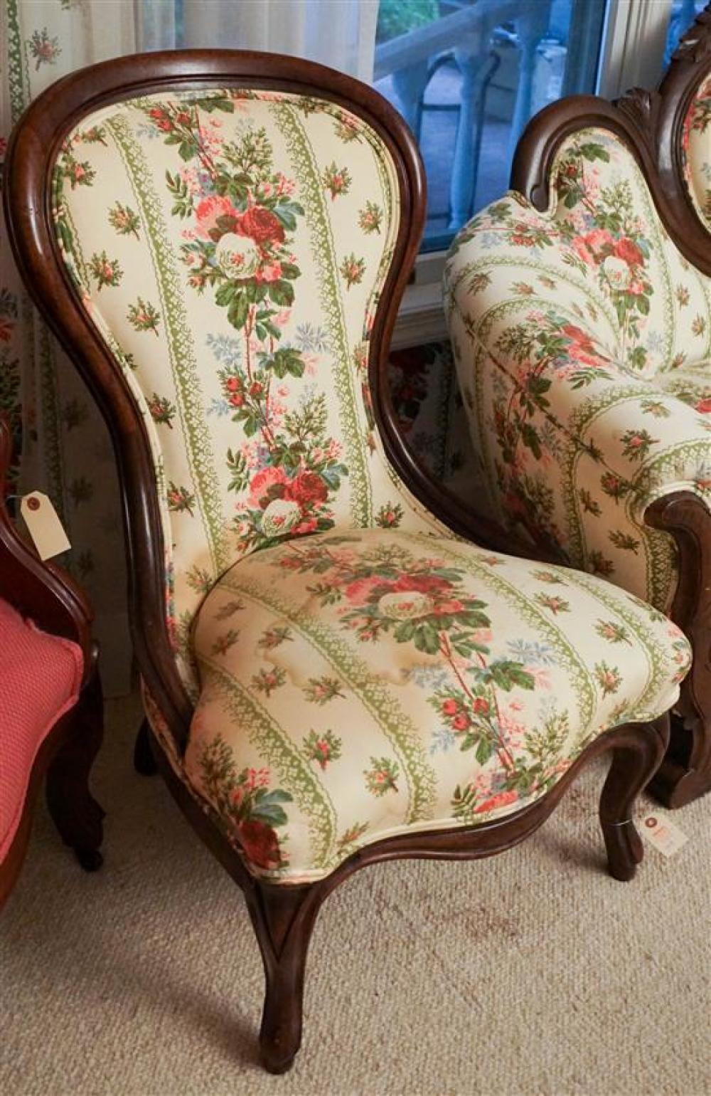 VICTORIAN ROCOCO WALNUT UPHOLSTERED