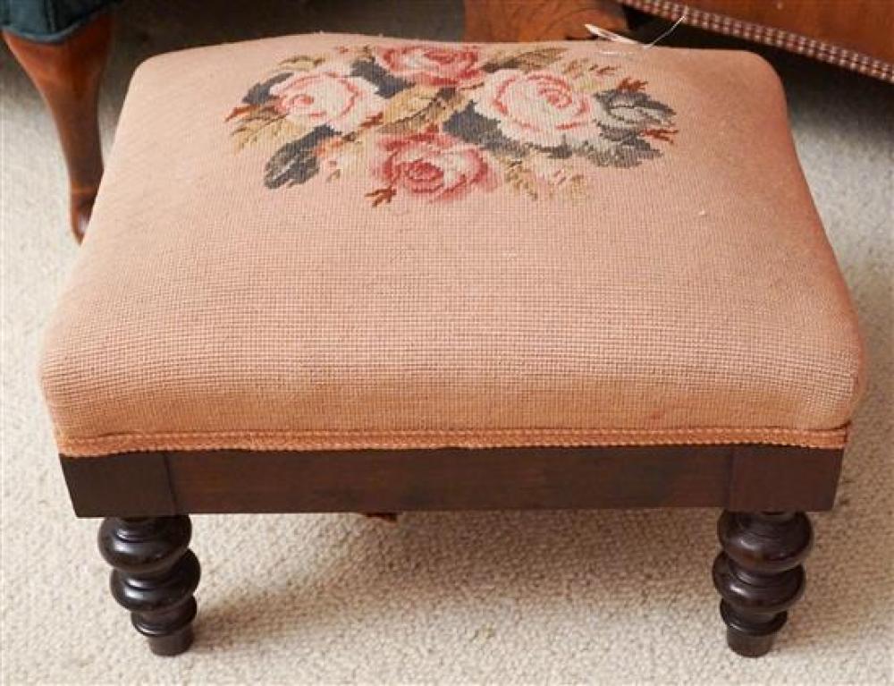 NEEDLEWORK UPHOLSTERED FRUITWOOD