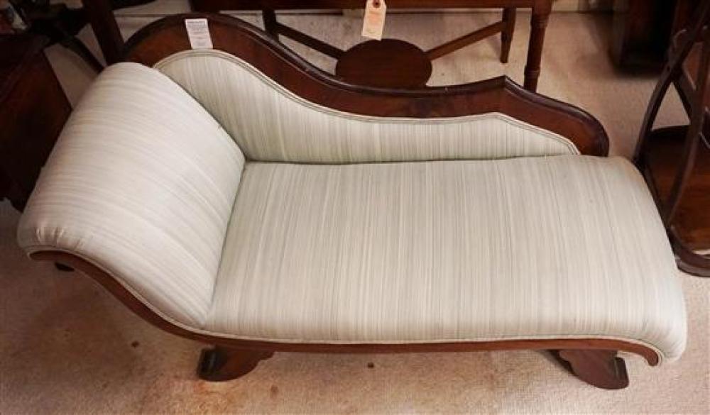 CLASSICAL STYLE MAHOGANY AND UPHOLSTERED