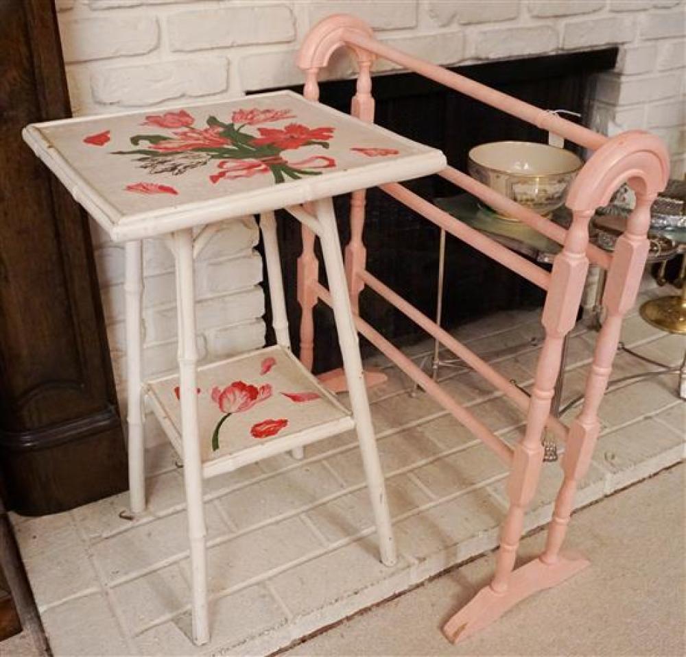 DECORATED FRUITWOOD SIDE TABLE 32029e