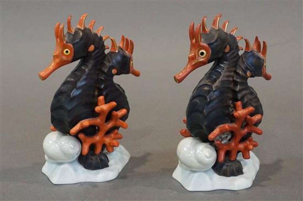 PAIR OF HEREND PORCELAIN SEAHORSESPair