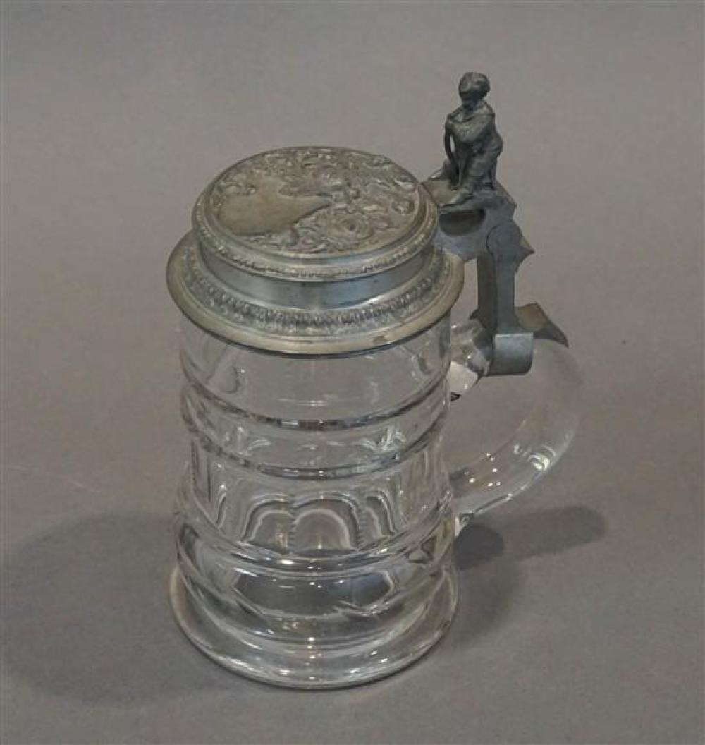 GERMAN PEWTER MOUNTED CRYSTAL HALF LITRE 32030e