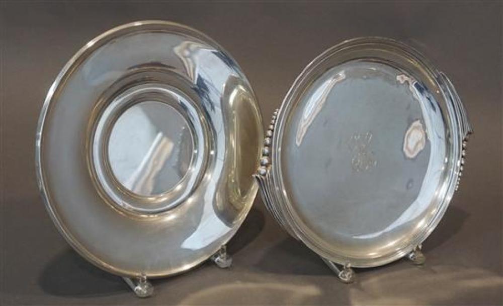 TWO AMERICAN STERLING SILVER CAKE PLATES,