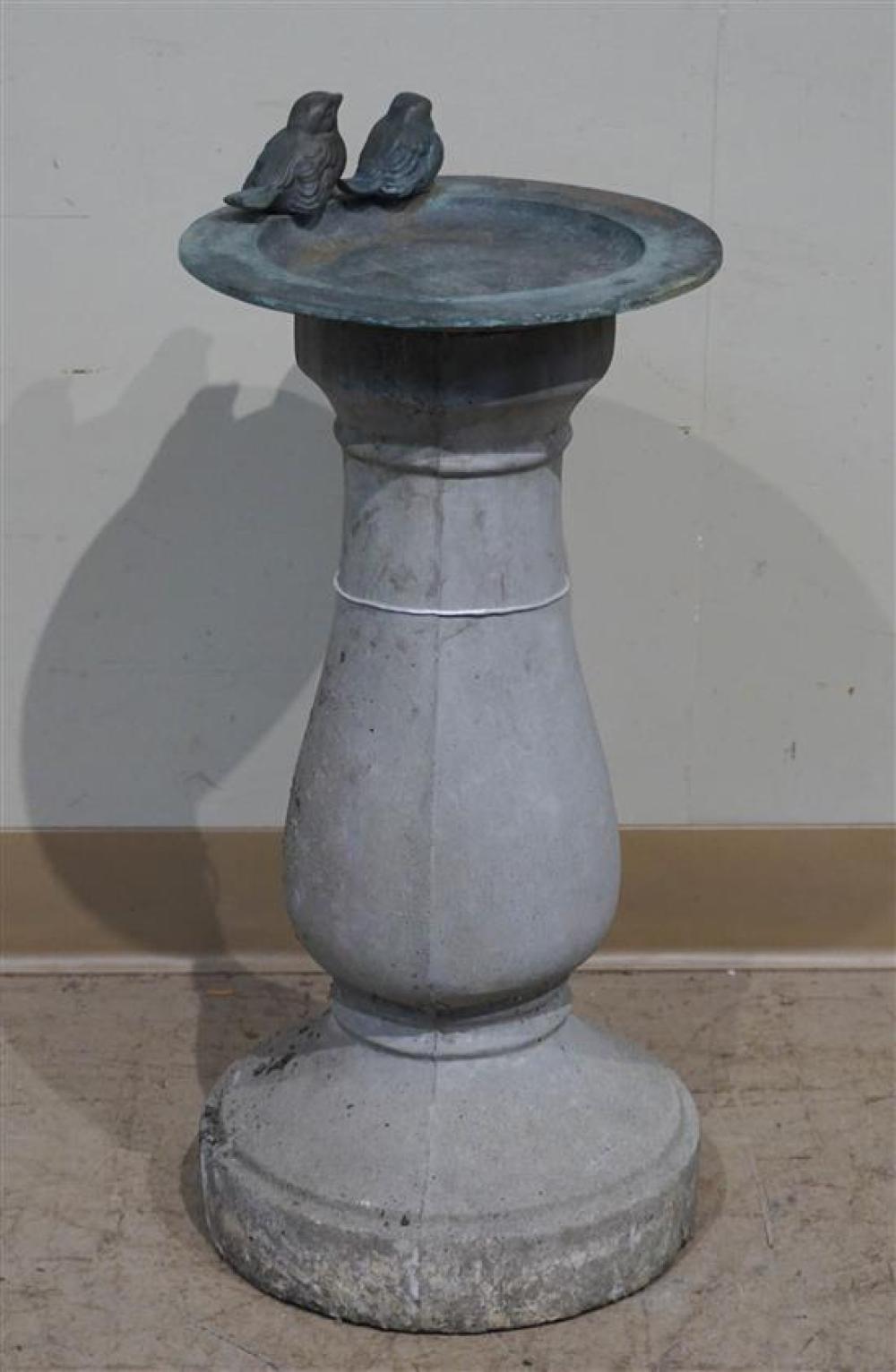 CAST CEMENT PEDESTAL WITH PATINATED 32034b