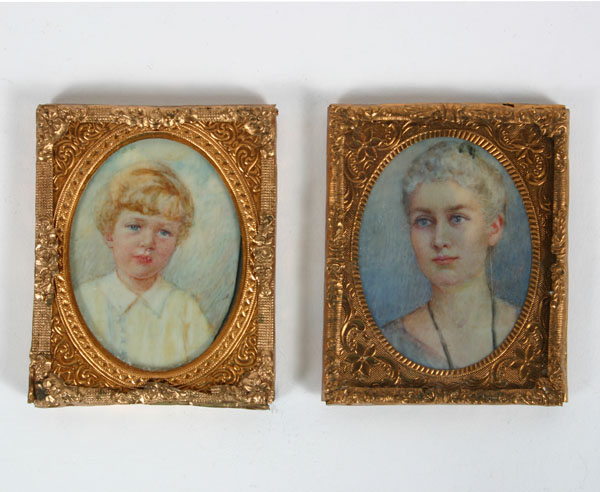 Pair of miniature portraits of a woman