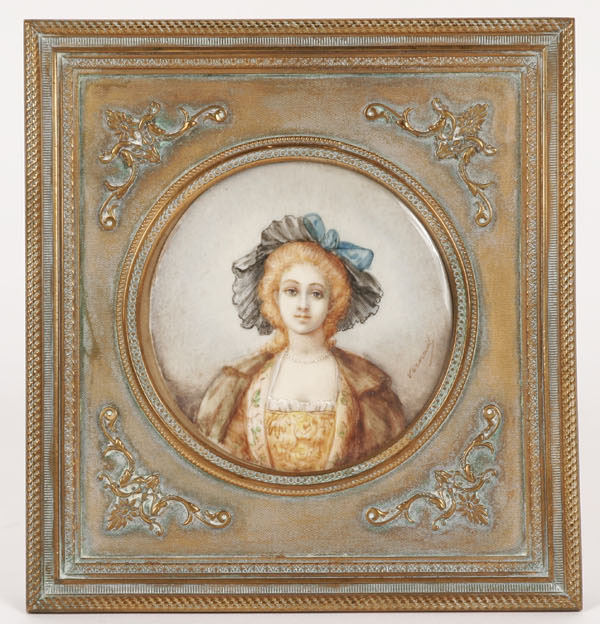 French miniature portrait of a