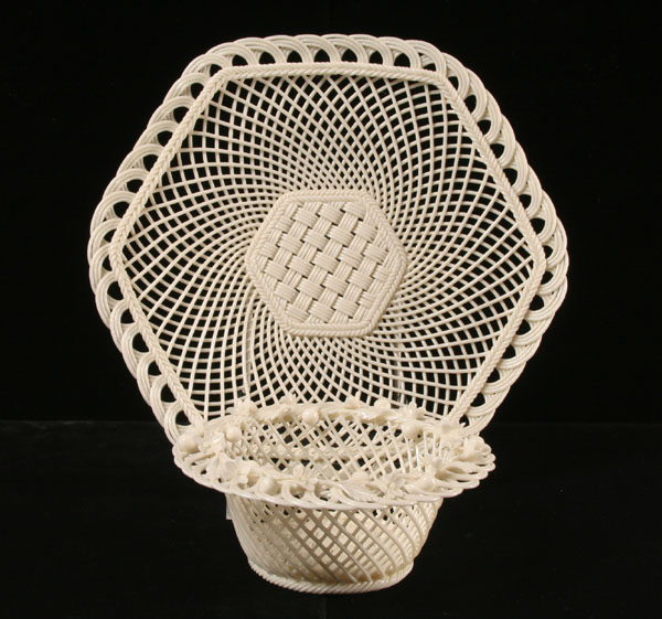 Lot of 2 pieces Belleek open basket-weave