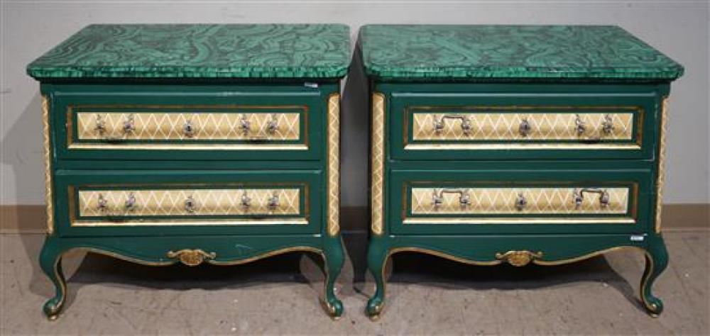 PAIR OF ITALIAN PARCEL GILT GREEN