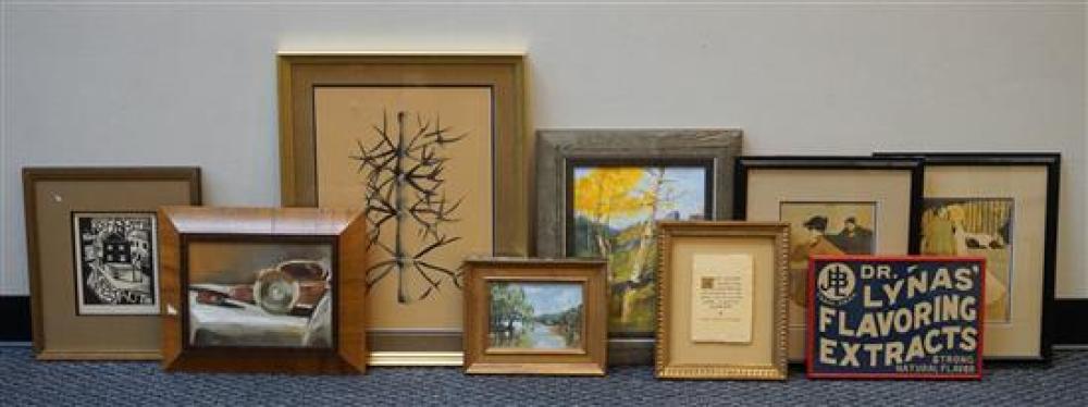 BOX WITH ASSORTED FRAMED WORKS