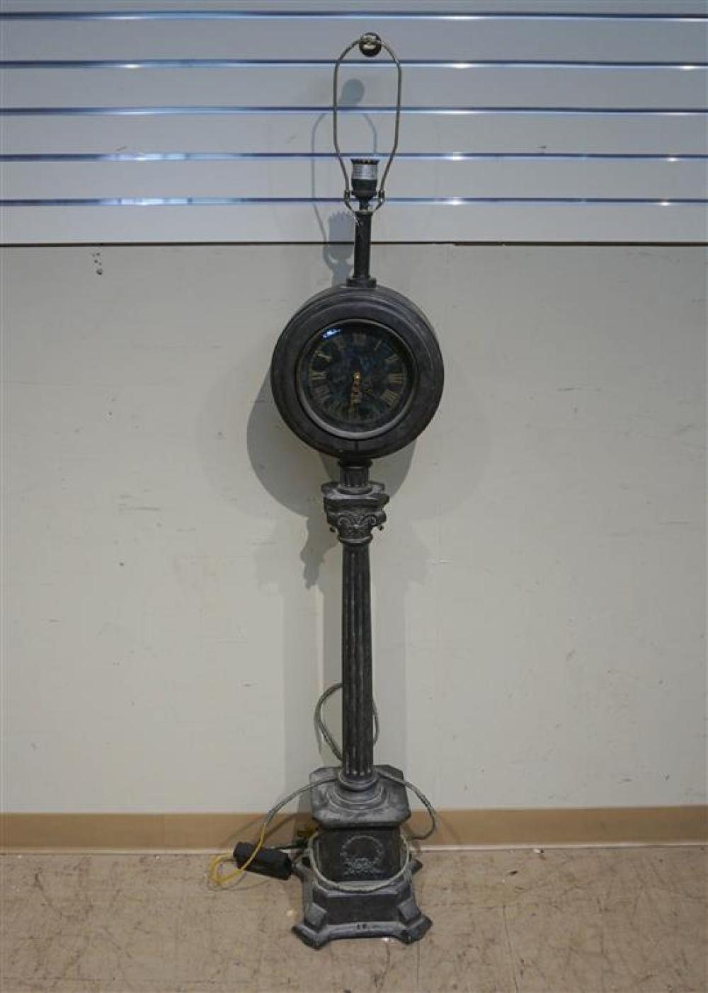 PATINATED METAL COLUMNAR FORM CLOCK 3203bf