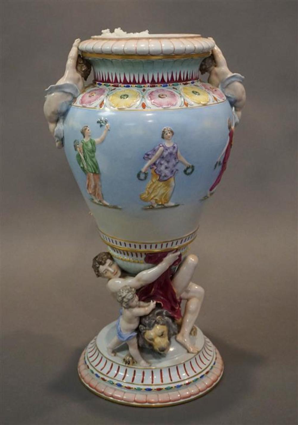 CAPODIMONTE TYPE ALLEGORICAL FOOTED