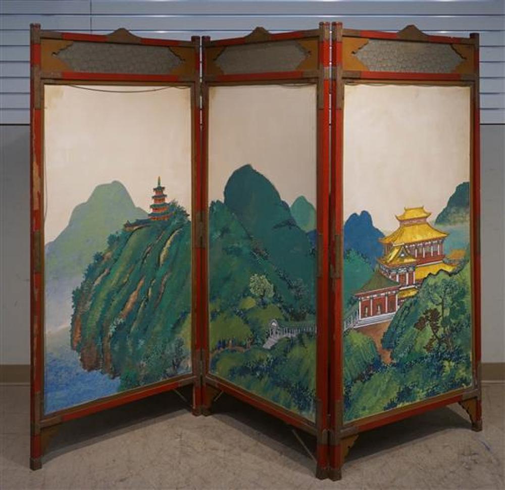 JAPANESE PAINTED THREE-PANEL FLOOR