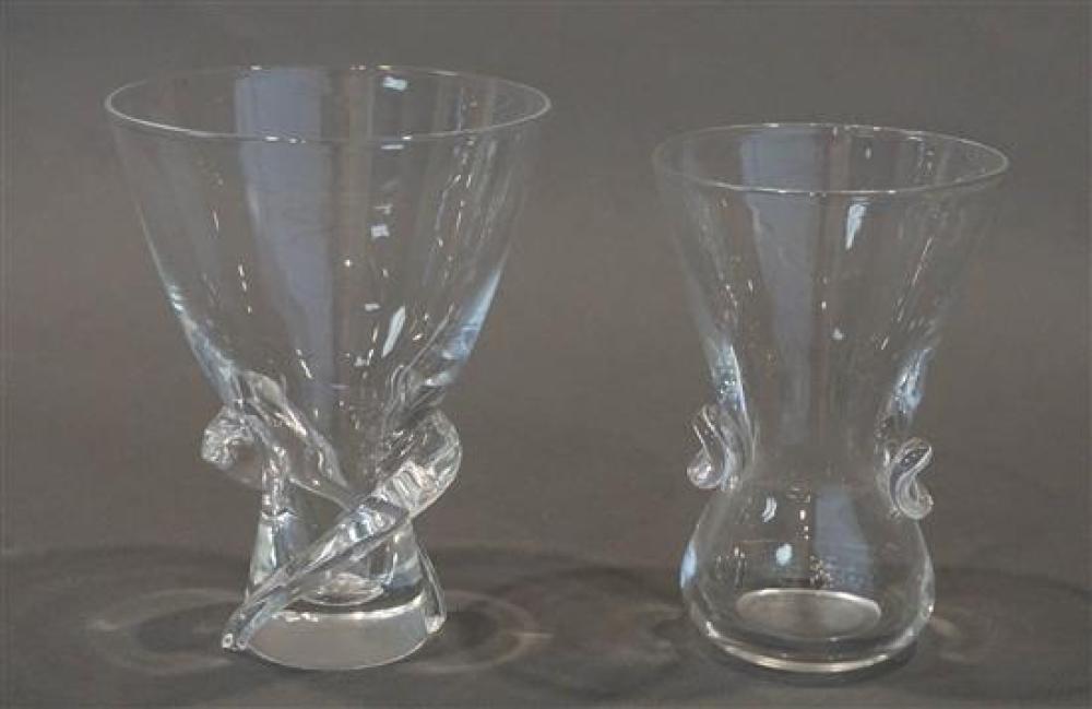 TWO STEUBEN CLEAR CRYSTAL VASES  3203f4