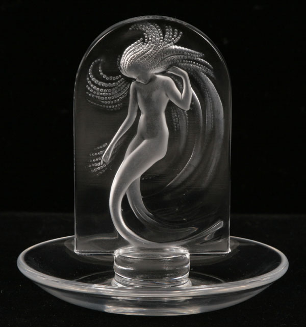 Lalique art glass ring dish wispy 50068
