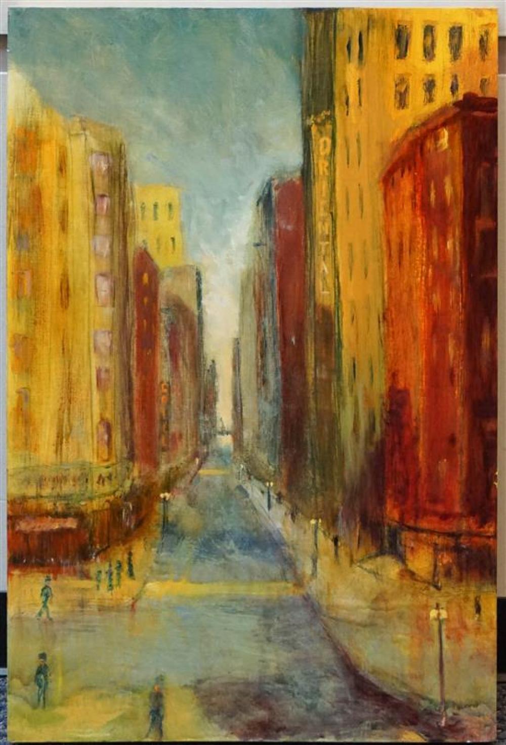 MILDER CITY STREET OIL ON BOARD  320413