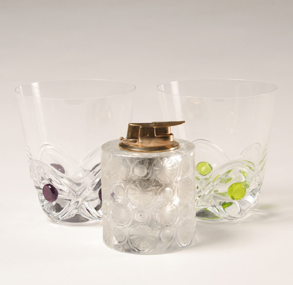 Two Lalique highball glasses with