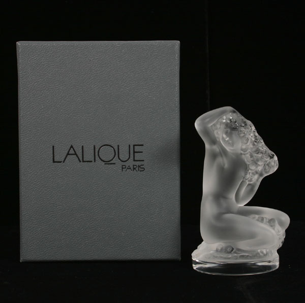 Lalique Floreal frosted glass seated