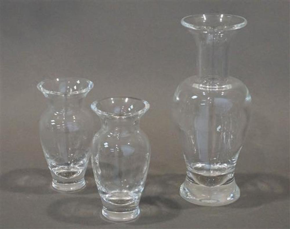 PAIR OF STEUBEN CLEAR CRYSTAL VASES 32046a