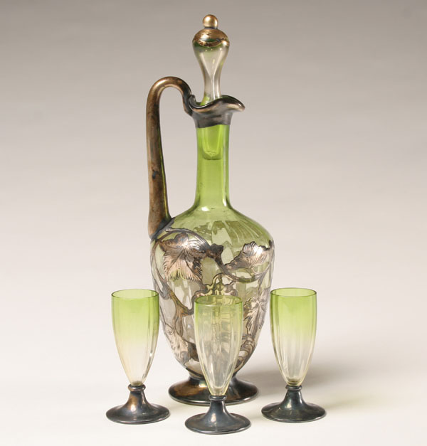 Nouveau green art glass liqueur 50078