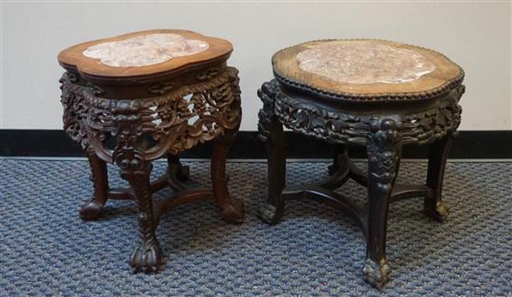 TWO CHINESE CARVED HARDWOOD AND