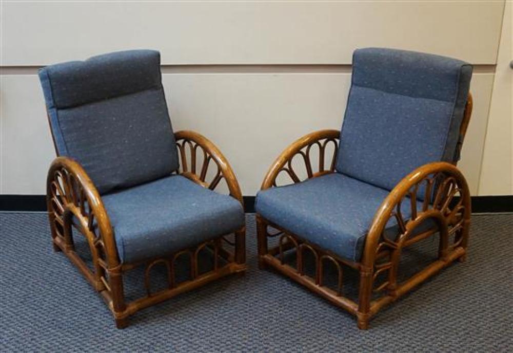 PAIR OF RATTAN ARMCHAIRS WITH LOOSE 32055c