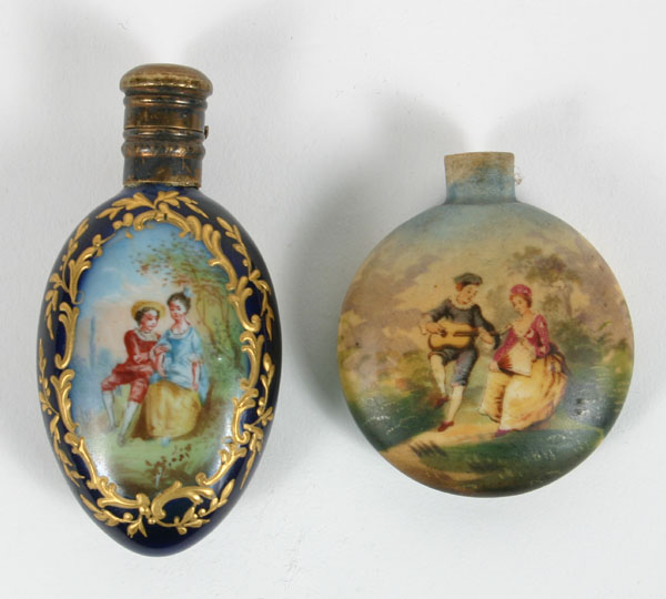 Lot of 2 porcelain scent bottles with