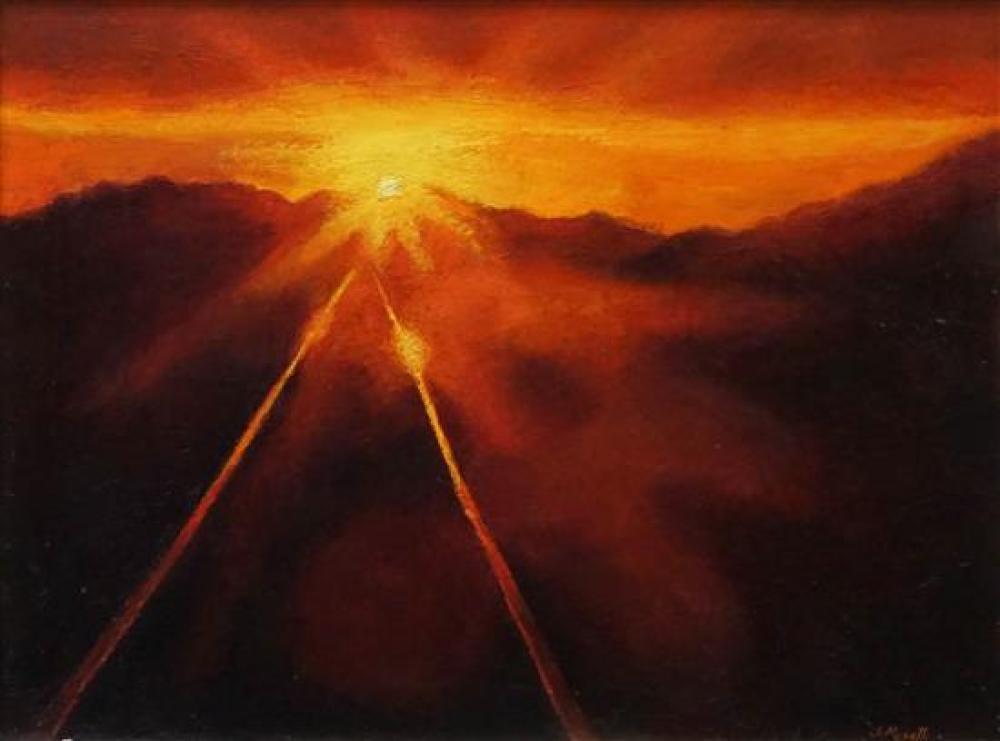 J MINETTI, 20TH CENTURY, SUNSET, OIL