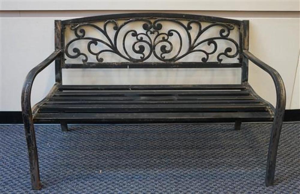 BLACK PAINTED METAL BENCH, WIDTH: