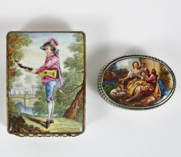 French porcelain hand painted boxes;