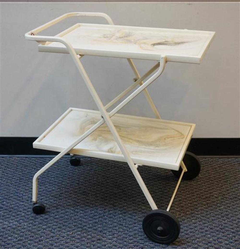 WHITE METAL TWO-TIER TEA CARTWhite