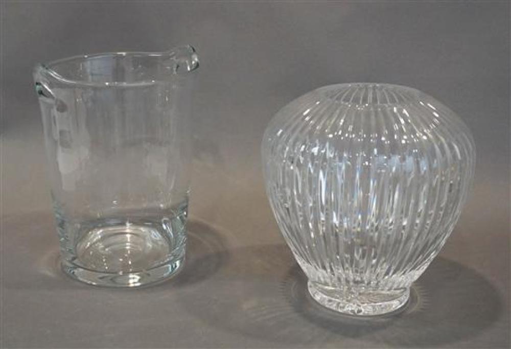 CRYSTAL BULBOUS VASE AND ICE BUCKETCrystal