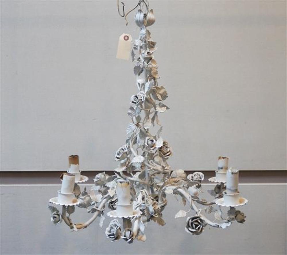 WHITE PAINTED METAL SIX LIGHT CHANDELIERWhite 320634