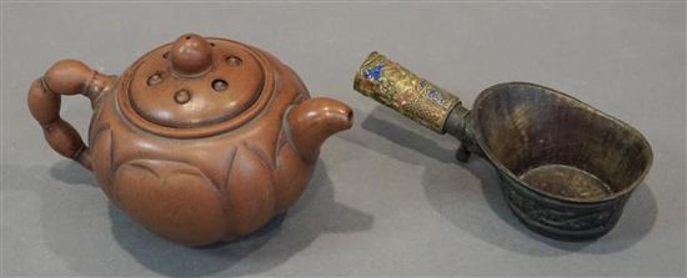 CHINESE YIXING TEAPOT AND AN ENAMELED 320676