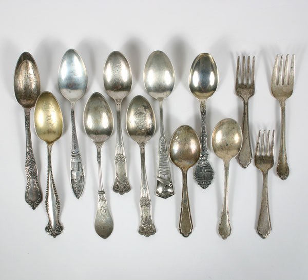 Lot of 13 sterling spoons and children s 500a6