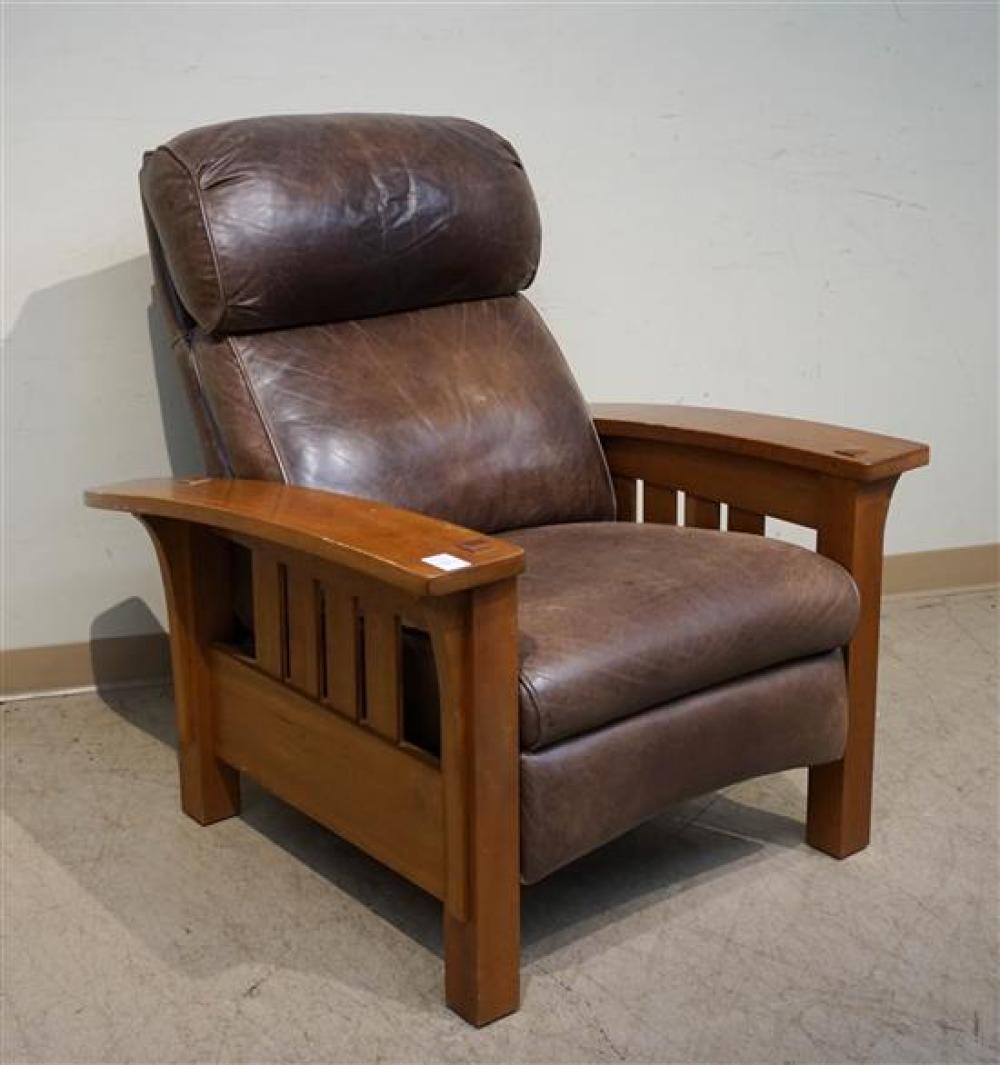 STICKLEY CHERRY AND LEATHER UPHOLSTERED