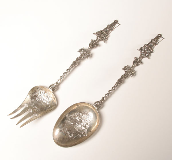 Dutch silver serving spoon and
