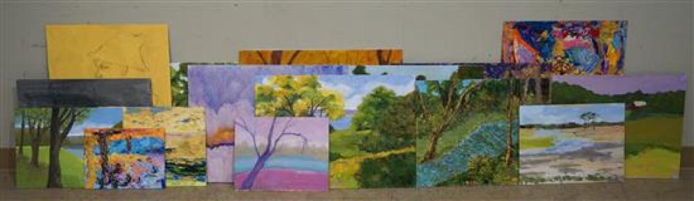 COLLECTION OF 15 UNFRAMED OIL ON 320733