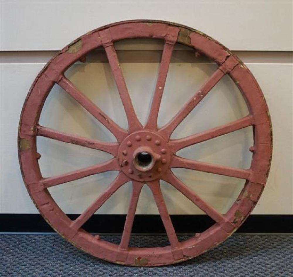 RED PAINTED METAL AND WOOD WAGON