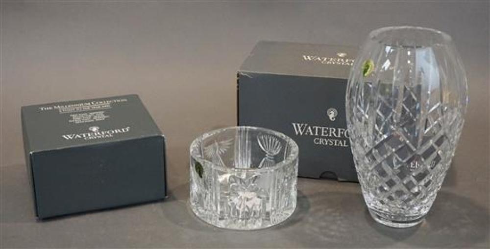 WATERFORD CRYSTAL VASE AND A CHAMPAGNE 320766