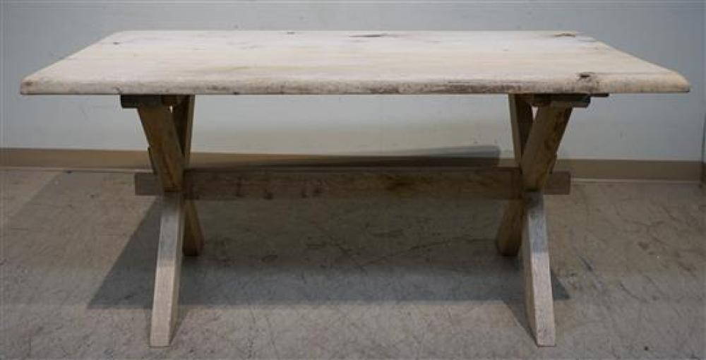 DISTRESSED WOOD TRESTLE BASE TABLE