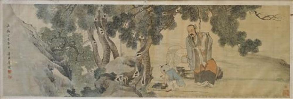 CHINESE WATERCOLOR ON SILK, FRAME: