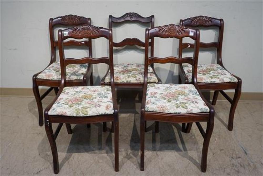 FIVE MAHOGANY SIDE CHAIRSFive Mahogany