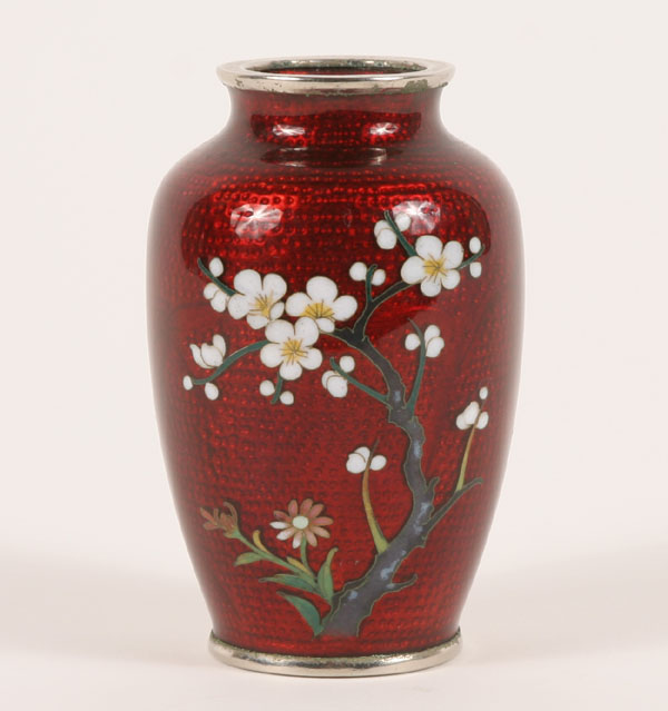 Japanese cloisonne over foil vase;