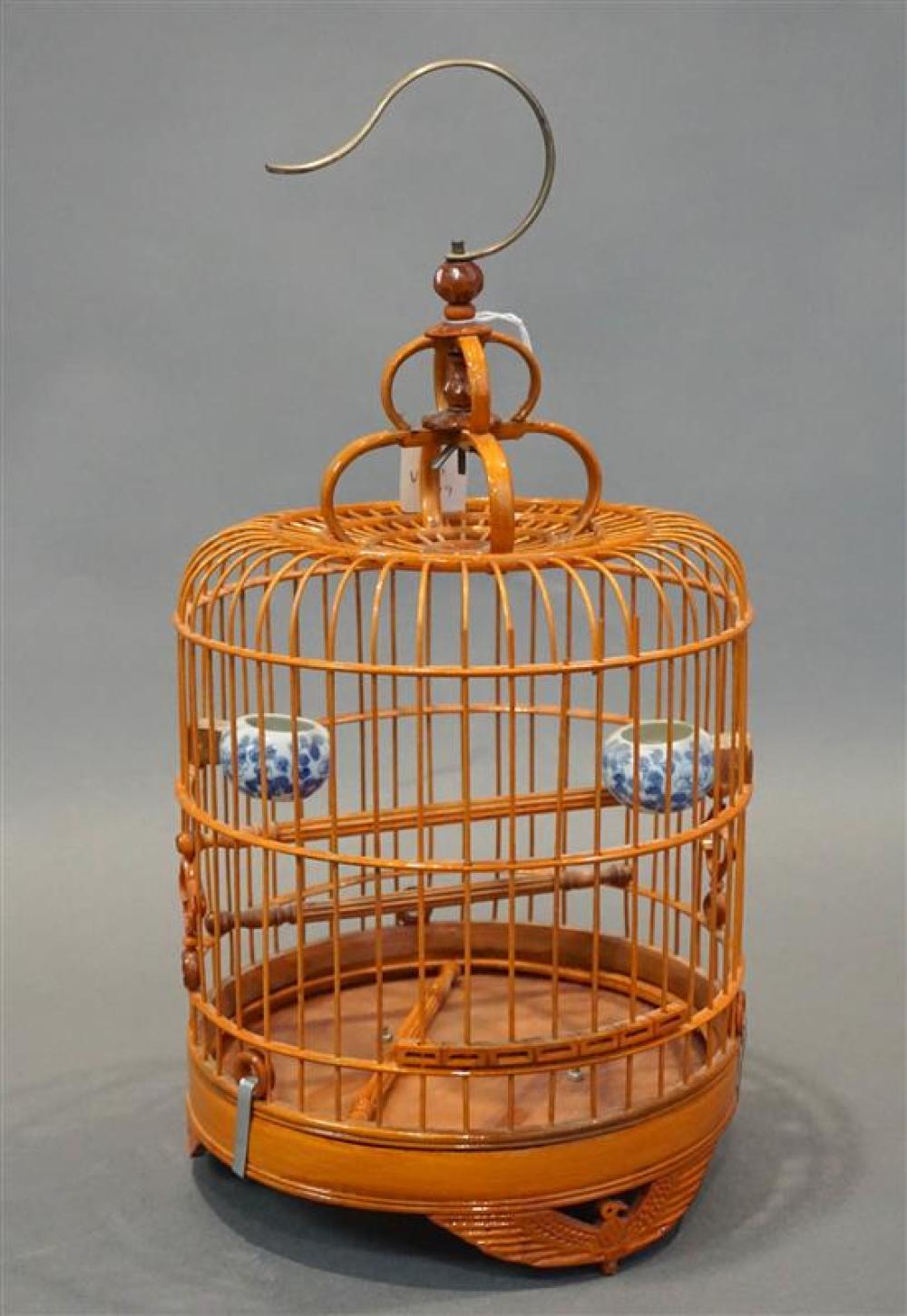 CHINESE ORANGE PAINTED BAMBOO BIRD 3207fe