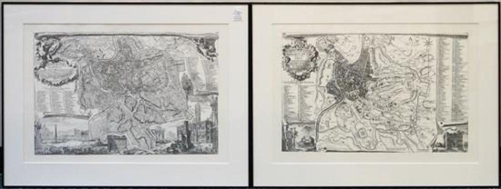 TWO REPRODUCTION MAPS OF ROME,