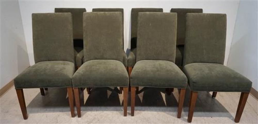 EIGHT CRATE & BARREL GREEN UPHOLSTERED