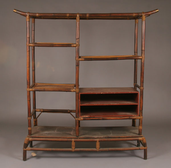 Oriental style display cabinet; bamboo