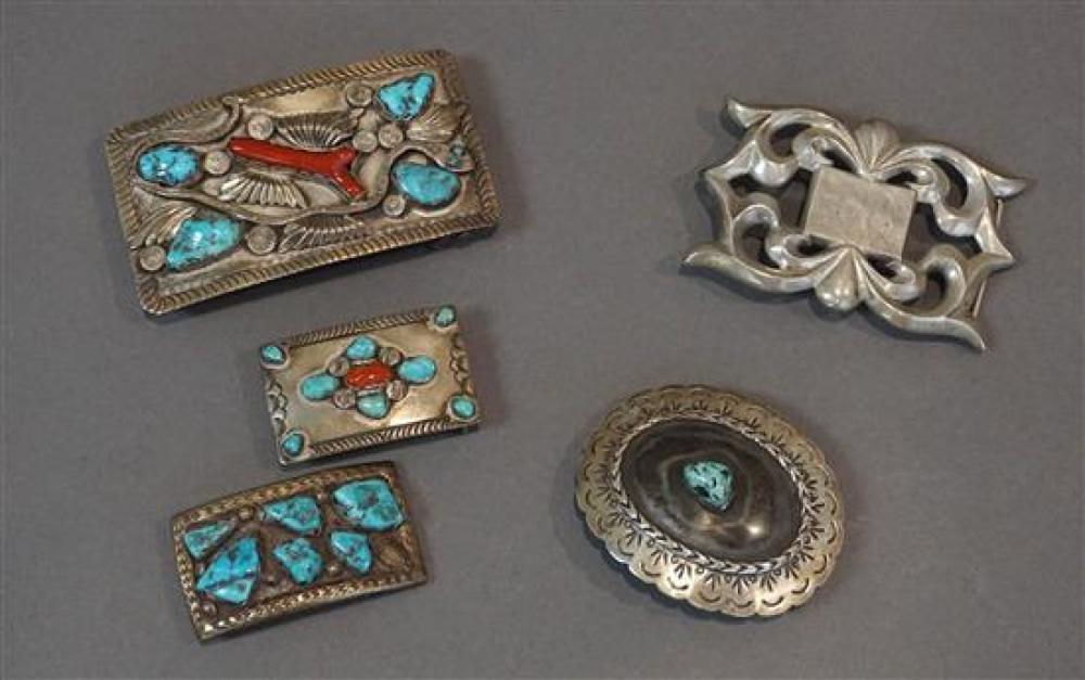 FIVE SOUTHWEST NATIVE AMERICAN SILVER,